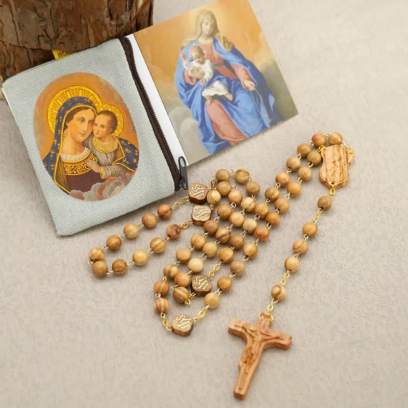 Christianartworkshop Quality Handmade Olive/Rosewood/Ebony Beads Prayer Rosary