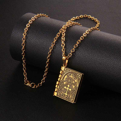 Christianartworkshop Turnable Cross Holy Bible Pendant Quality Necklace