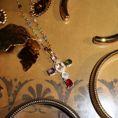 Christianartworkshop Bible 12 Gemstones Cross Pendant Necklace