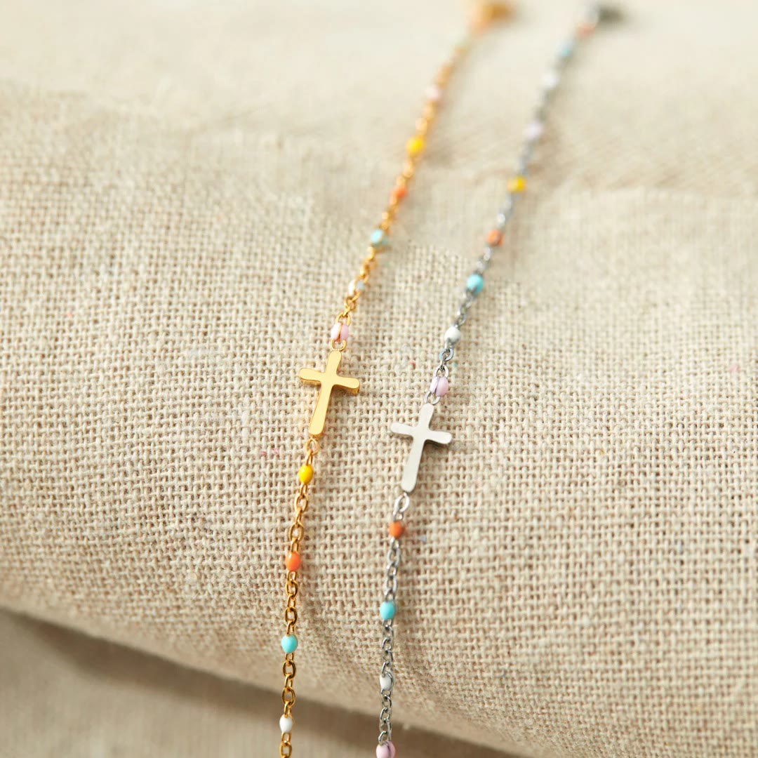 Christianartworkshop Delicate Minimalist Cross Bracelet