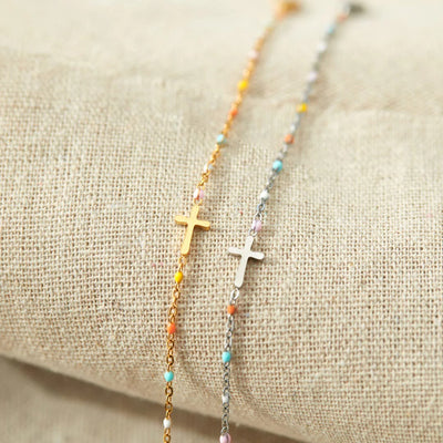 Christianartworkshop Delicate Minimalist Cross Bracelet