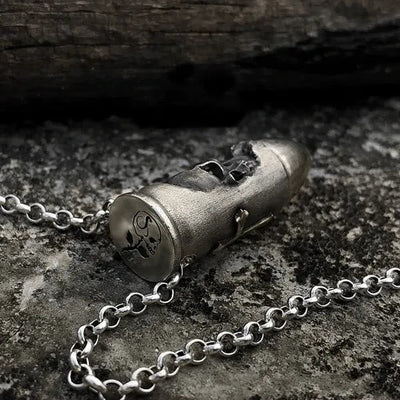 Christianartworkshop Skull and Crossbones Bullet Pendant Necklace