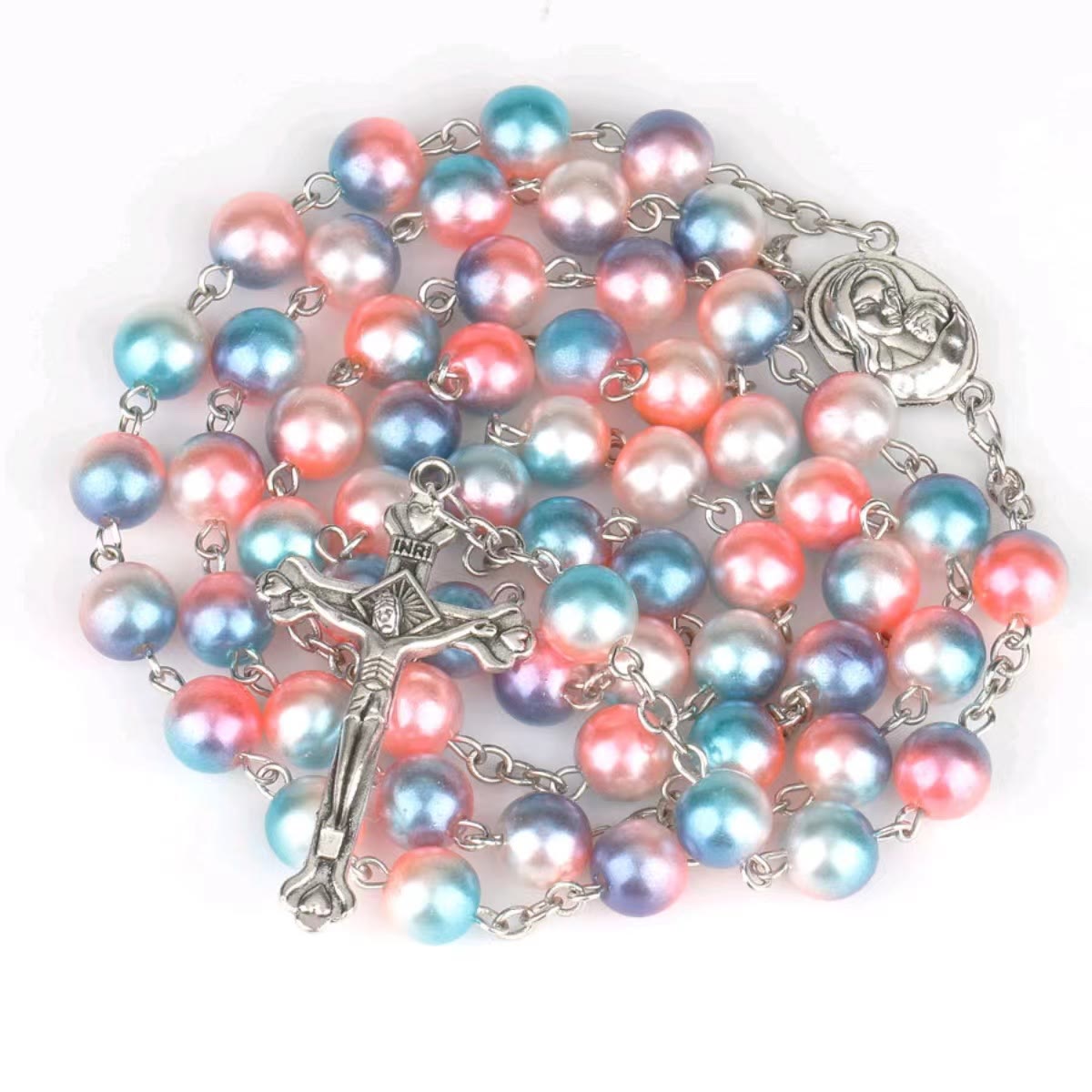 Two-color Pearl Crucifix Rosary