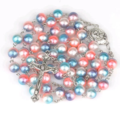 Two-color Pearl Crucifix Rosary