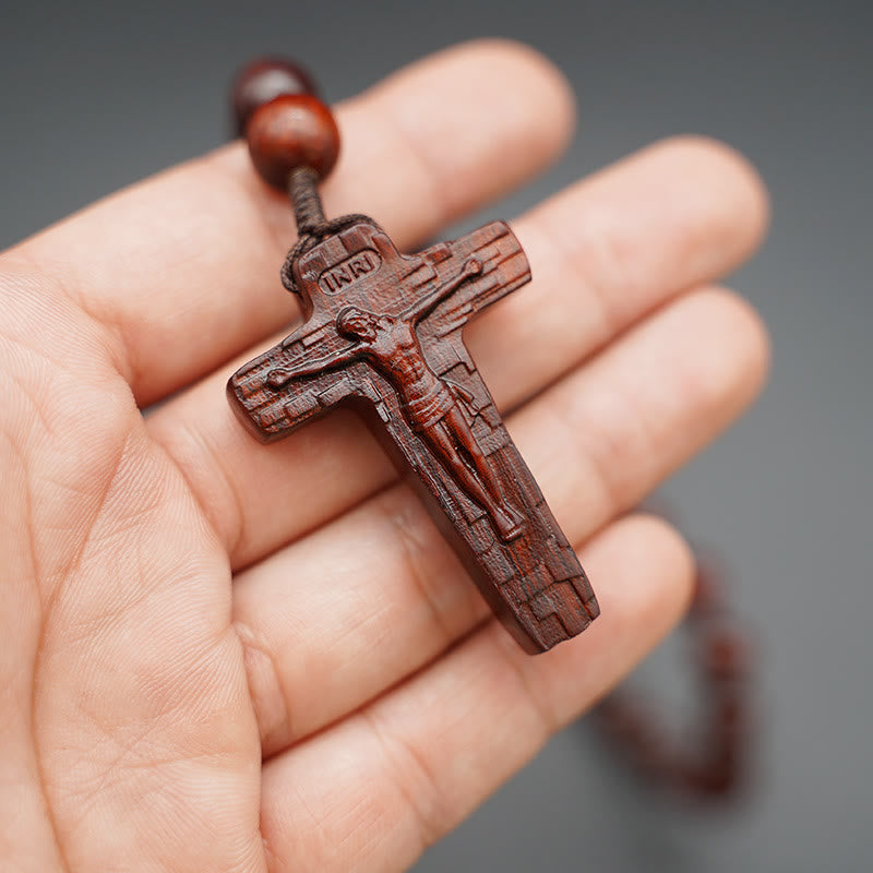 Christianartworkshop Quality Original Handmade Praying Rosary (Red Sandalwood/Ebony)