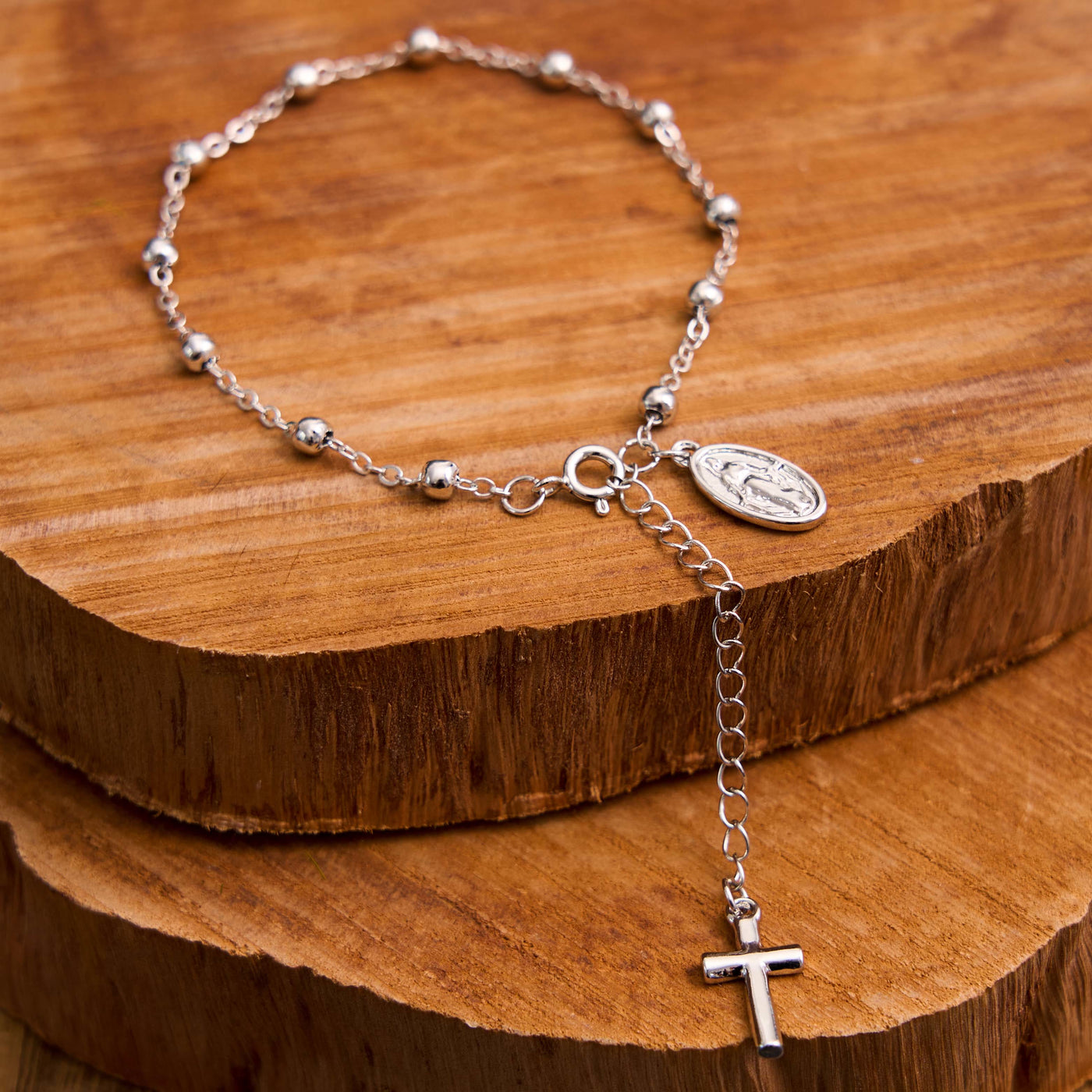 Christianartworkshop Virgin Mary Medal & Cross Adjustable Simple Casual Bracelet