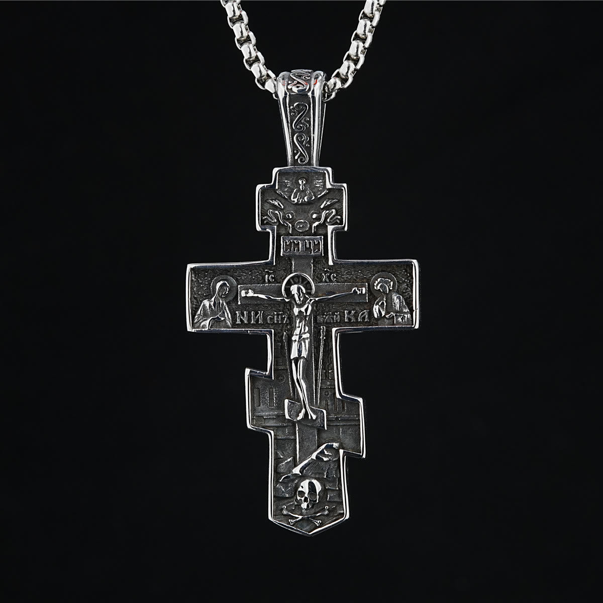 Christianartworkshop Titanium Orthodox Jesus Crucifix Necklace Protection Jewelry