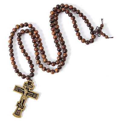 Christianartworkshop Cross Pendant Olive Wood Bead Rosary