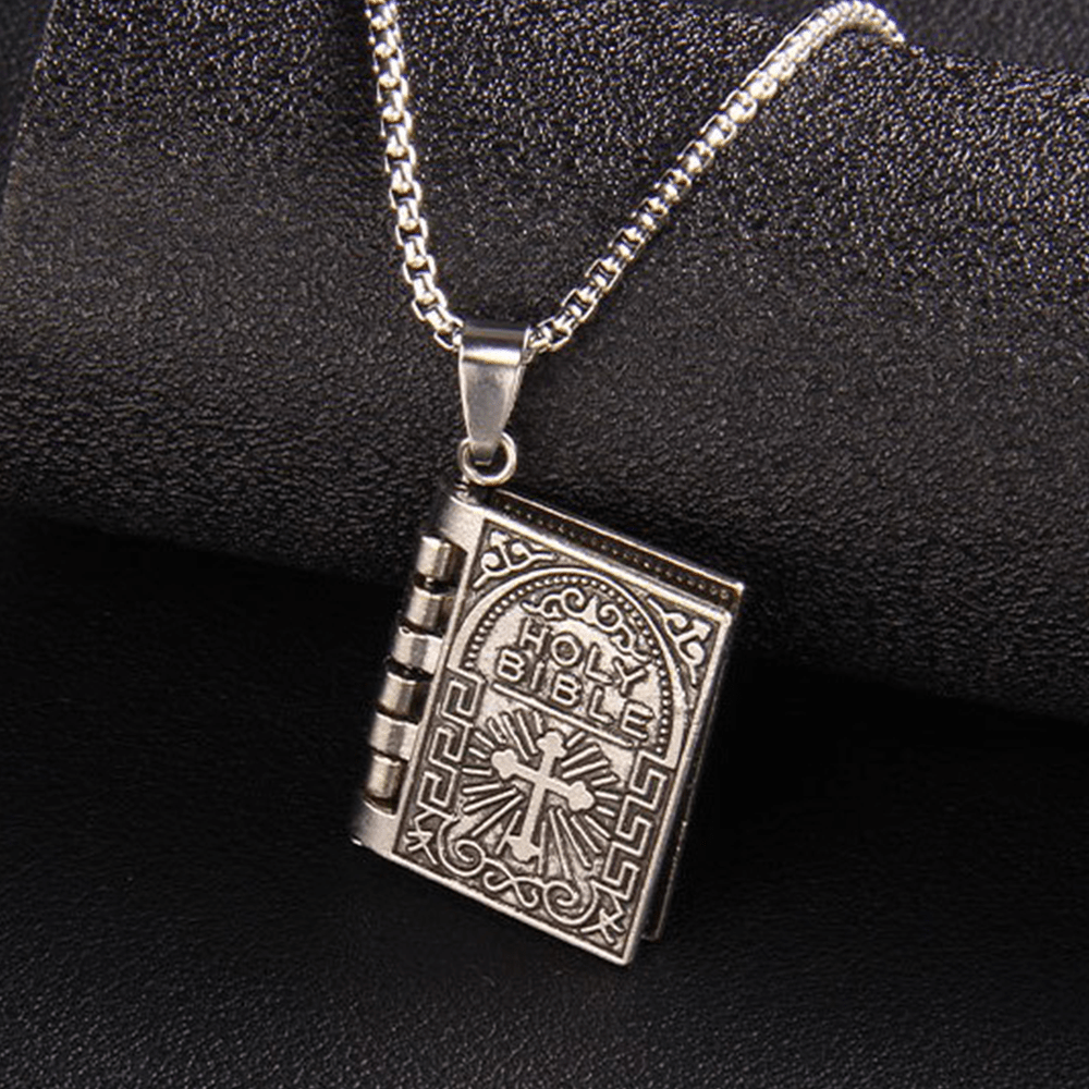 Christianartworkshop Turnable Cross Holy Bible Pendant Quality Necklace