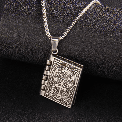 Christianartworkshop Turnable Cross Holy Bible Pendant Quality Necklace