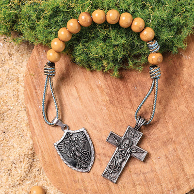 Holy Spirit Jesus Cross & St. Michael the Archangel Medal Pocket Rosary