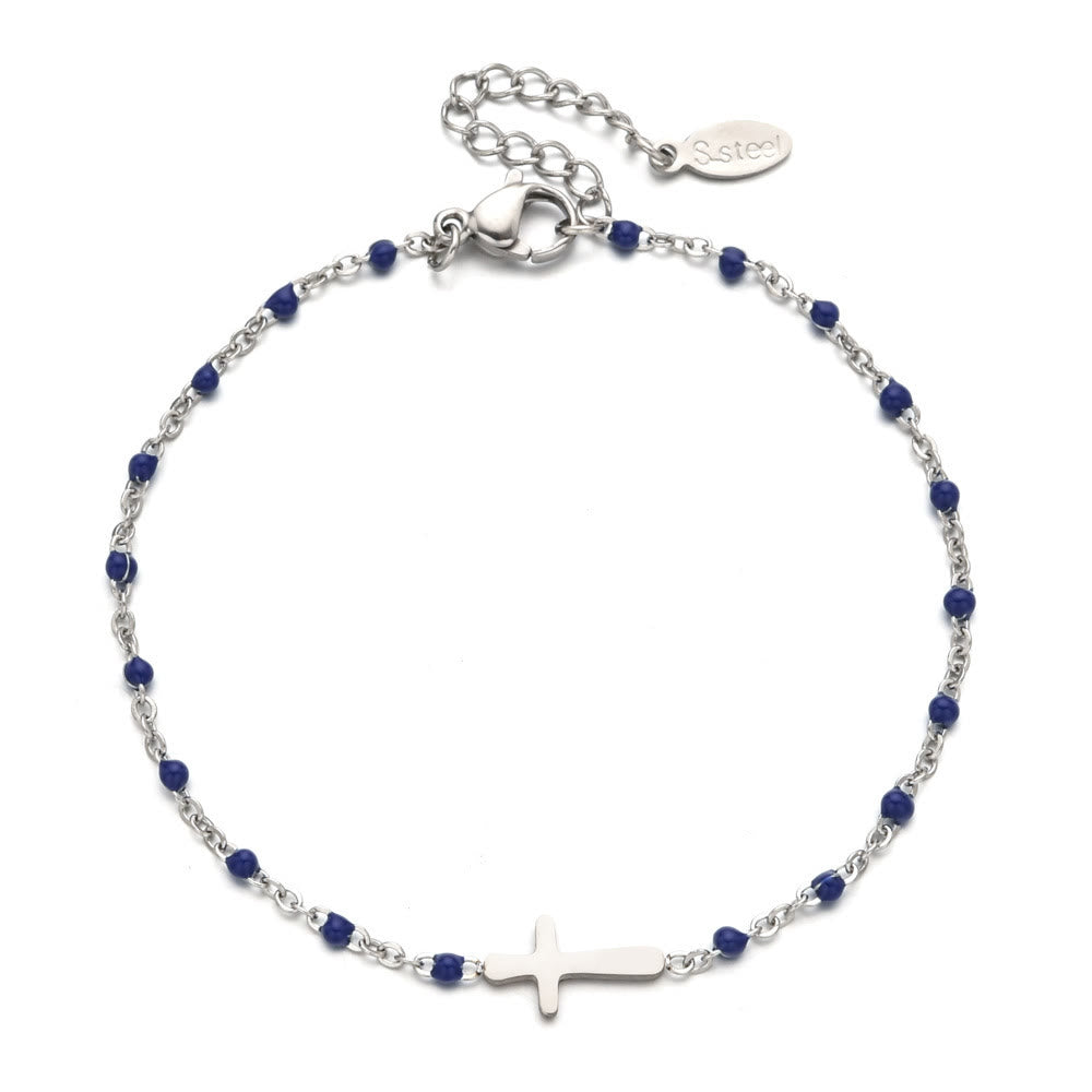 Christianartworkshop Delicate Minimalist Cross Bracelet