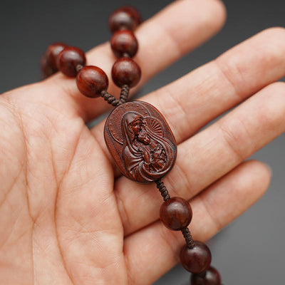 Christianartworkshop Quality Original Handmade Praying Rosary (Red Sandalwood/Ebony)