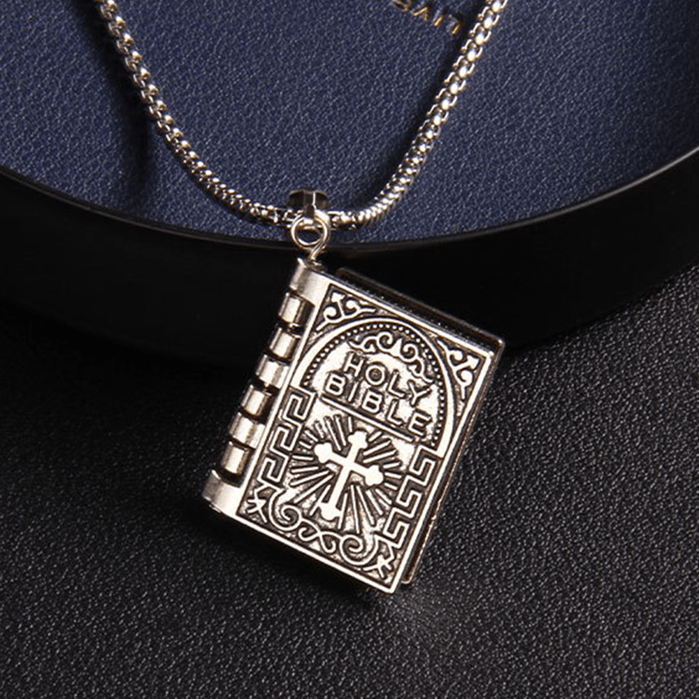 Christianartworkshop Turnable Cross Holy Bible Pendant Quality Necklace