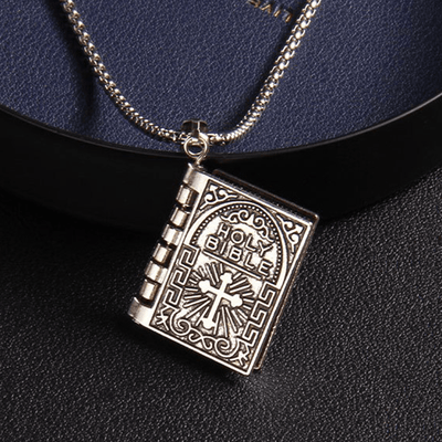 Christianartworkshop Turnable Cross Holy Bible Pendant Quality Necklace