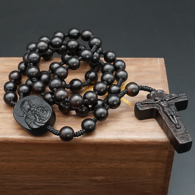 Christianartworkshop Quality Original Handmade Praying Rosary (Red Sandalwood/Ebony)