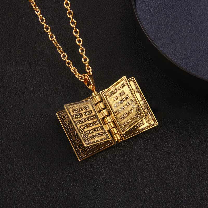 Christianartworkshop Turnable Cross Holy Bible Pendant Quality Necklace
