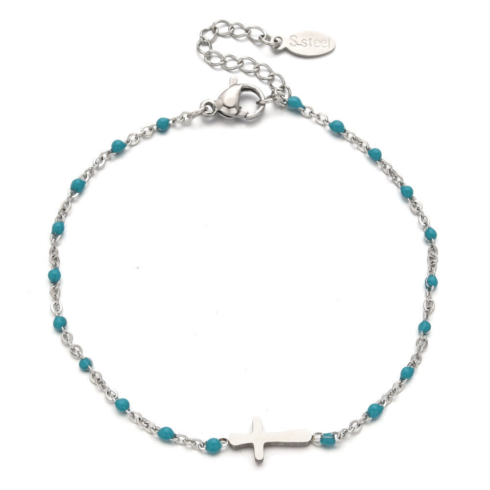 Christianartworkshop Delicate Minimalist Cross Bracelet