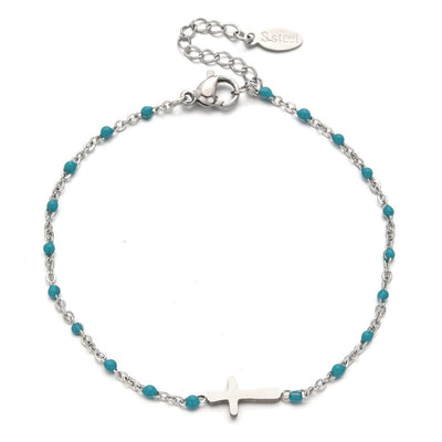 Christianartworkshop Delicate Minimalist Cross Bracelet